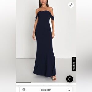 Lulus Off-Shoulder Navy Evening Gown/Prom Dress